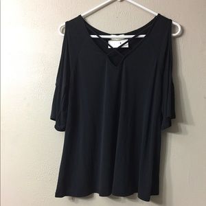 NEW With Tags Cold Shoulder Black Top